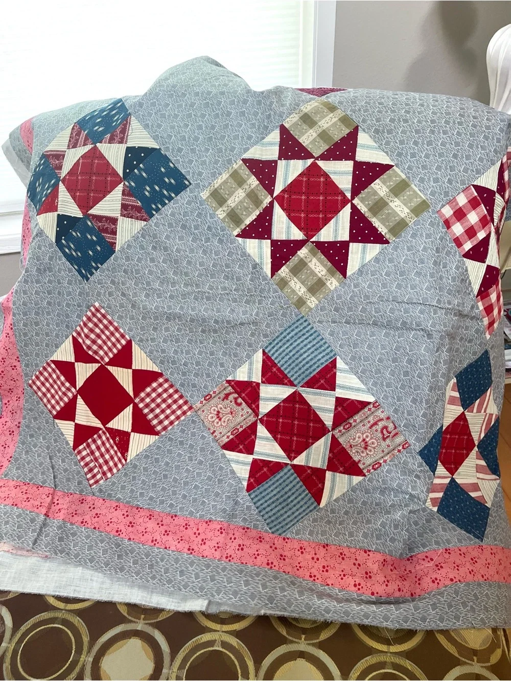 Antique 1890s Patchwork Quilt Top Nine Patch 78